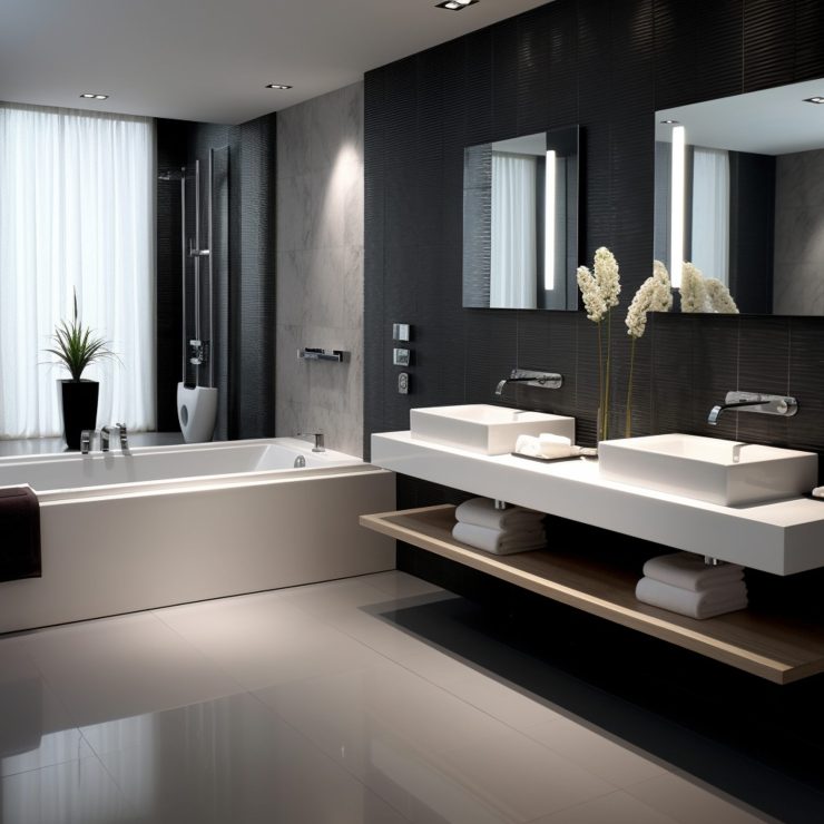 Une salle de bain haut de gamme, symbole de luxe et de raffinement.