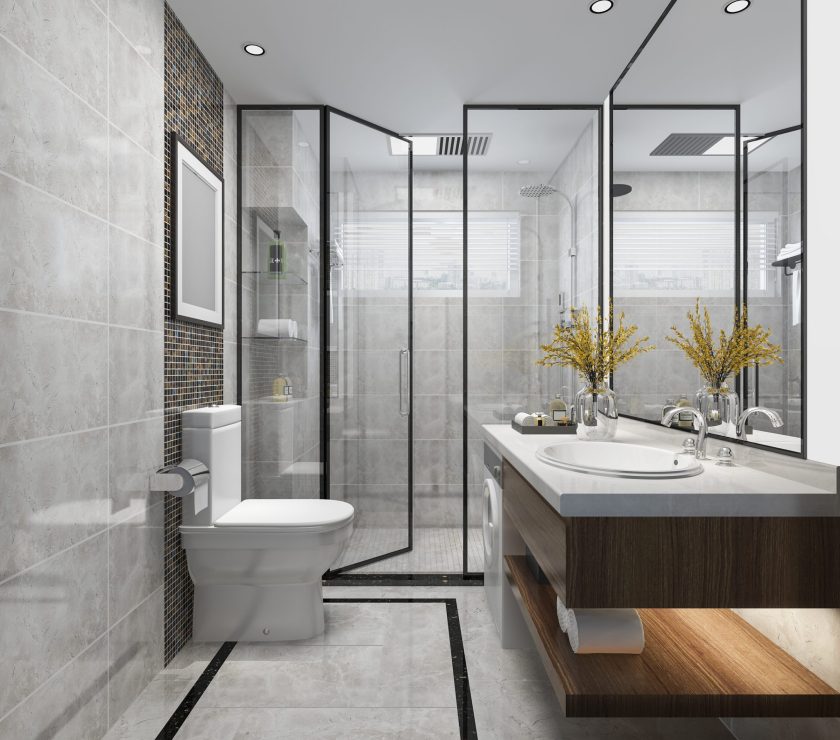 Un exemple inspirant de salle de bain et toilette au design contemporain et luxueux