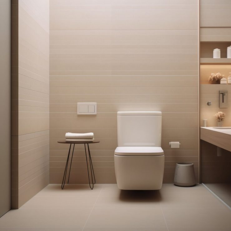 WC suspendu moderne avec fixation murale invisible et design épuré pour une salle de bain contemporaine